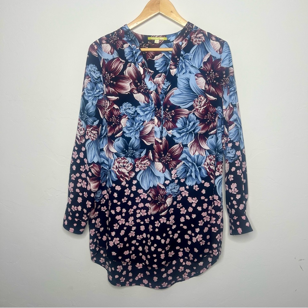 Gianni Bini Floral Blouse Tunic Top Boho Style